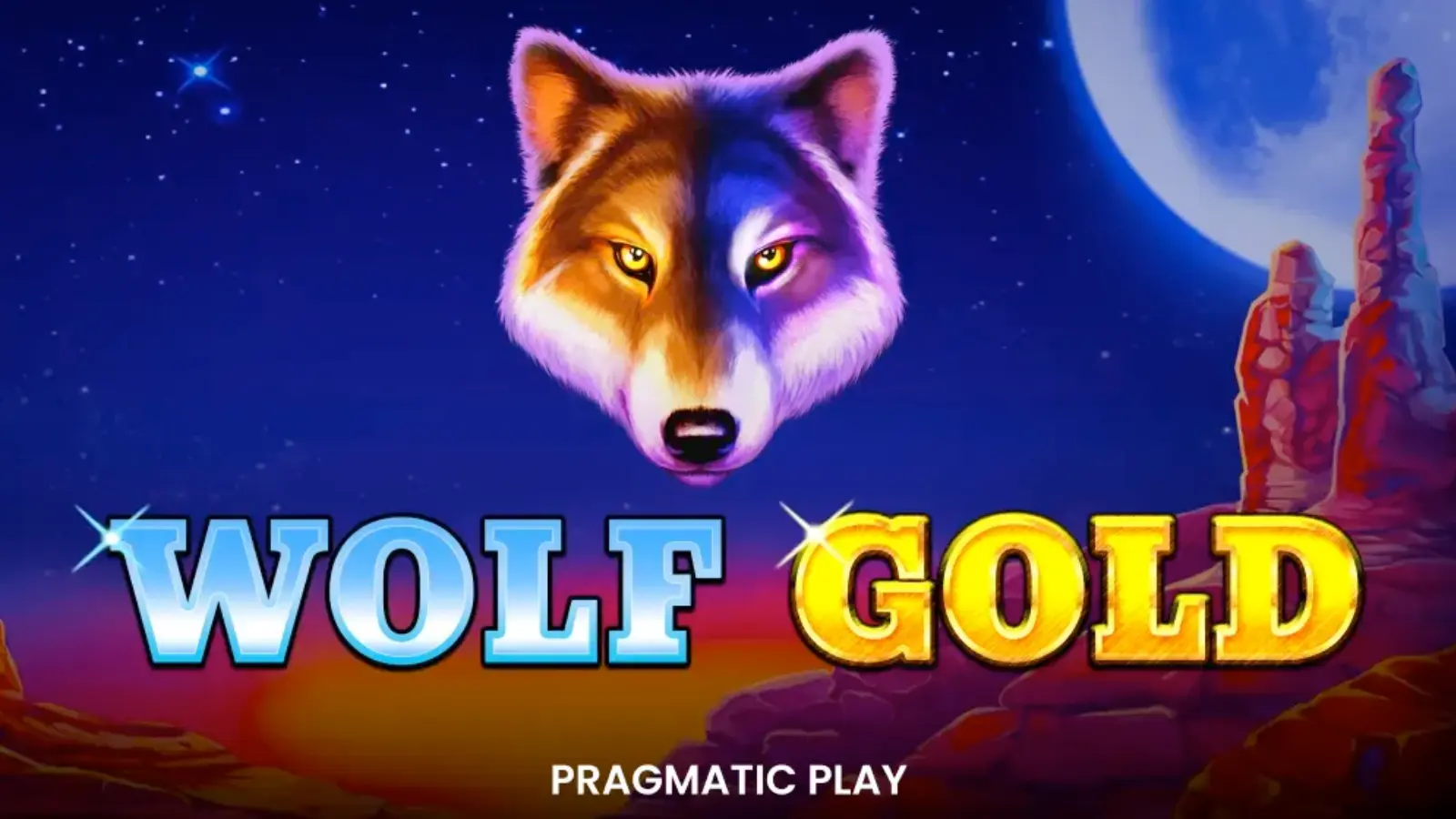 Wolf Gold slot machine — full game view showing 5×3 reel grid with wolf, eagle and bison symbols by Pragmatic Play